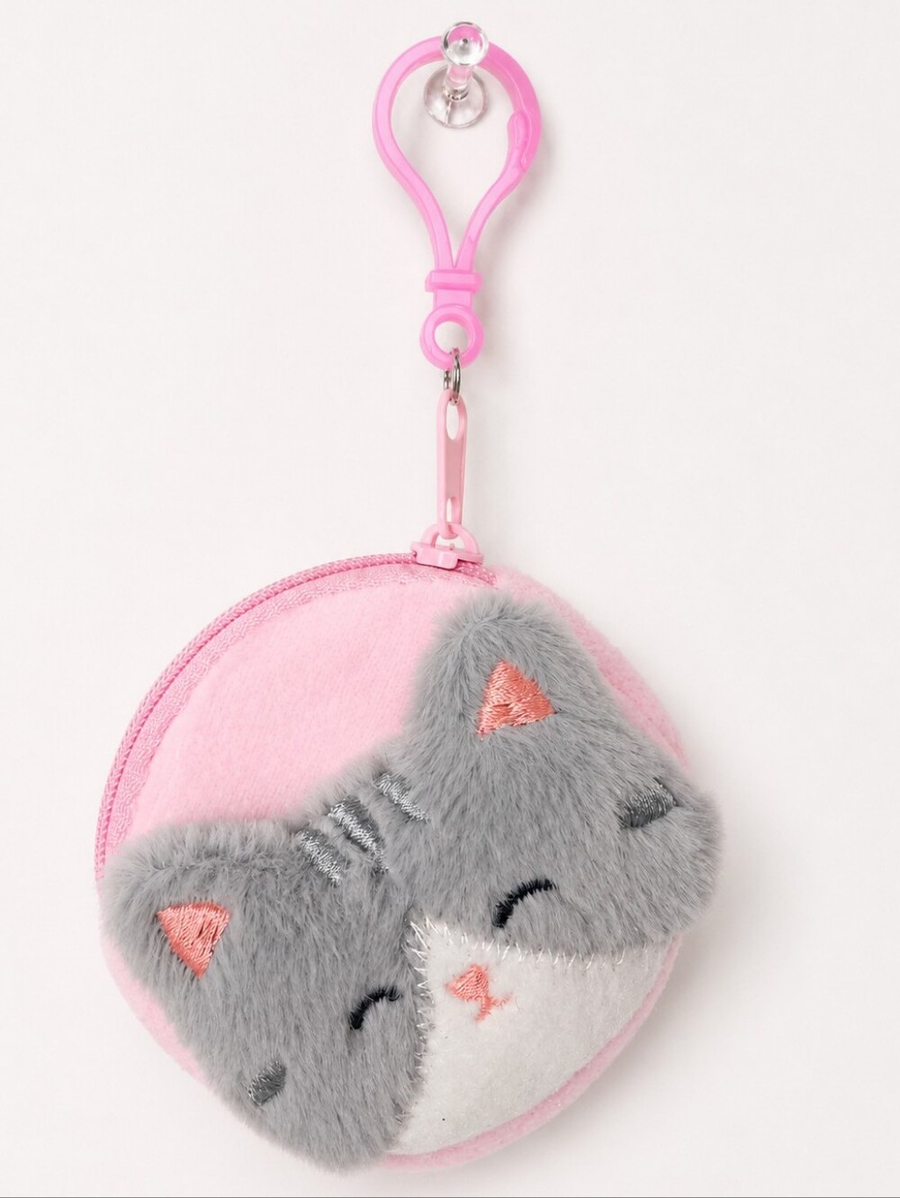 Women's Keychain Bag Charm Cute Plush Kitty Coin Purse Baby Pink - Picture 1 of 5